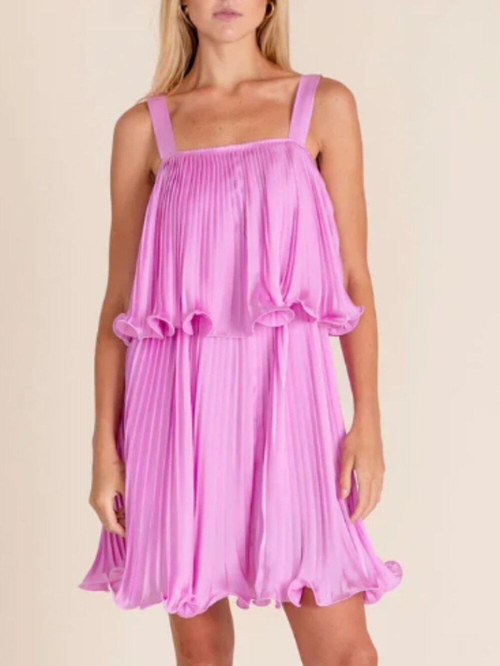 ✨ NWT Alden Adair "Carrie" Pleated Tiered Mini Dress - Lavender Size M✨